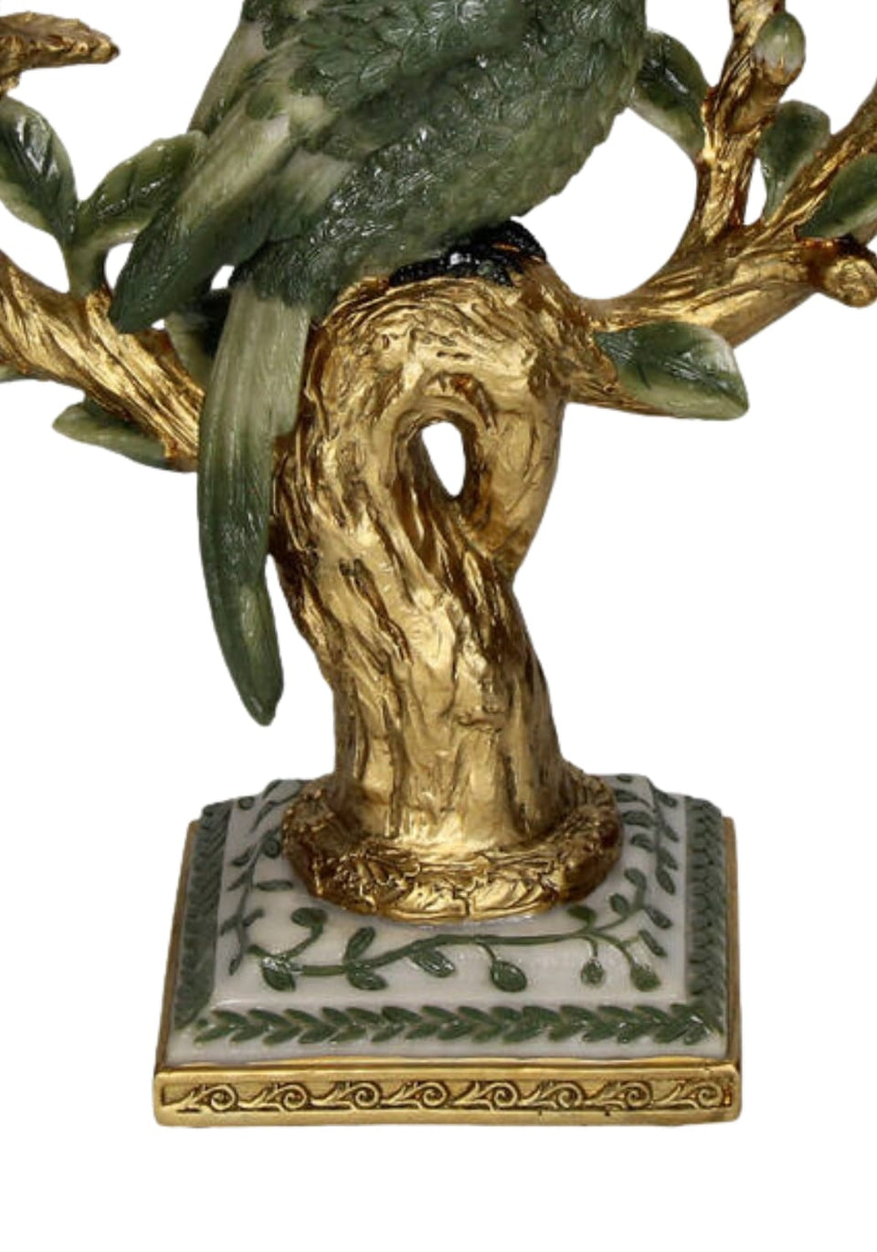 Golden Canopy Green Parrot Candleholder