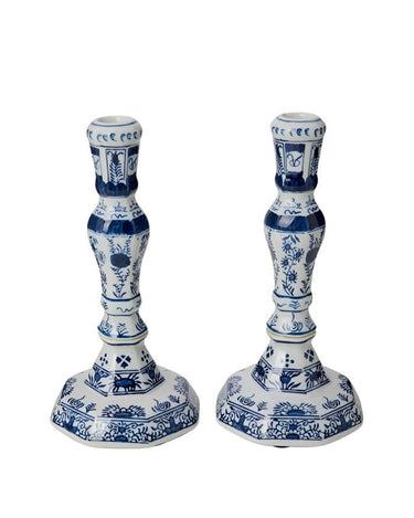 Rijksmuseum Blue and White Candle Holders Pair