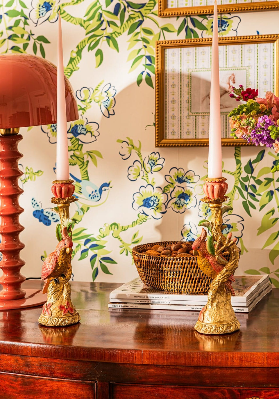 Rosy Parrot Candlestick