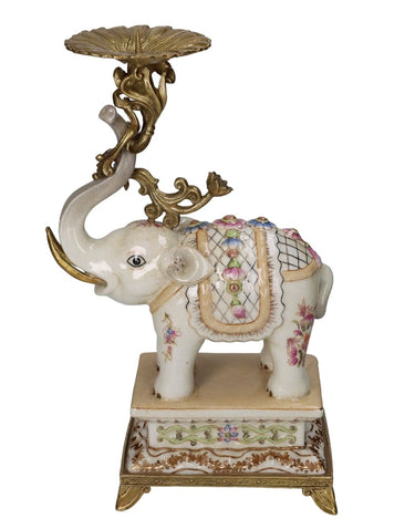 The Porcelain Elephant Candle Holder- White