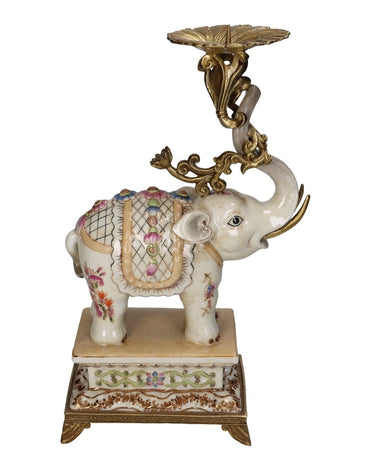 The Porcelain Elephant Candle Holder- White