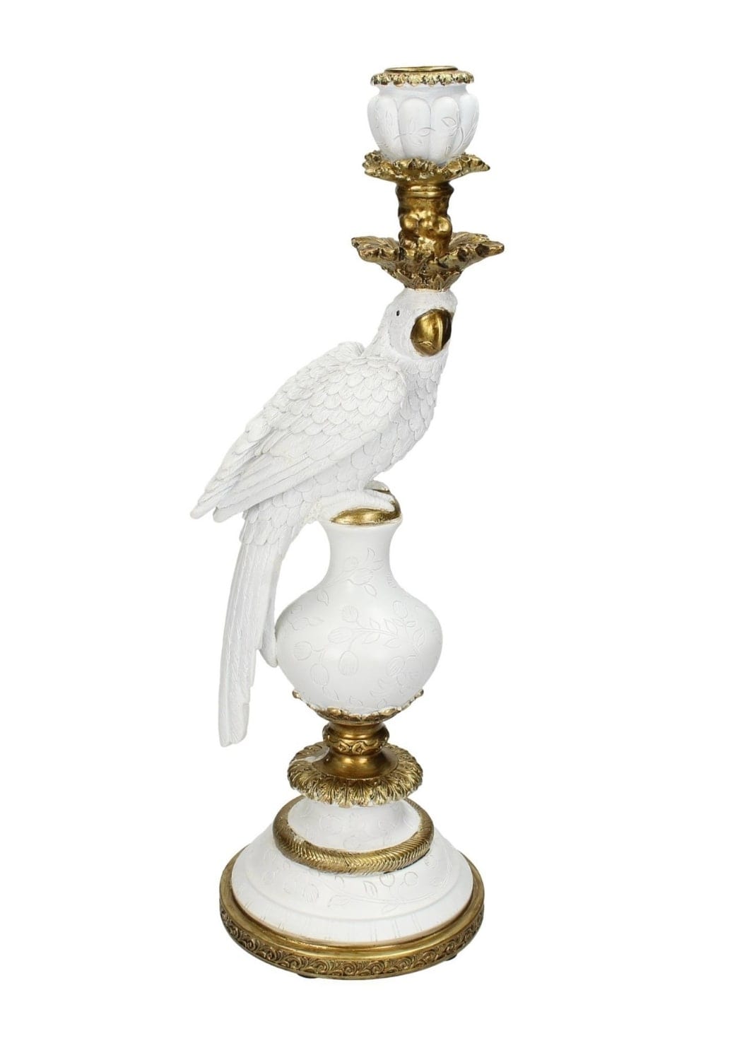 White & Gold Parrot Candle Holder