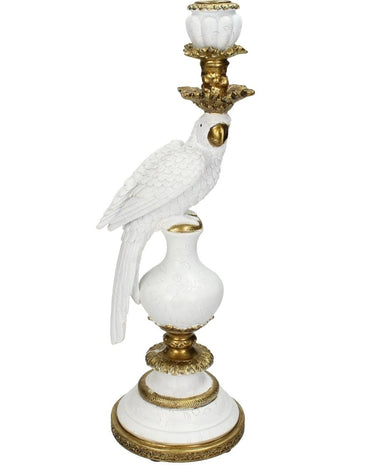 White & Gold Parrot Candle Holder