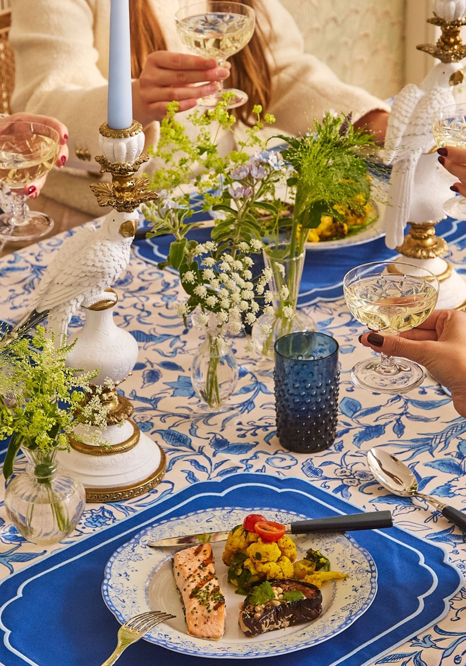 White & Gold Parrot Candle Holder