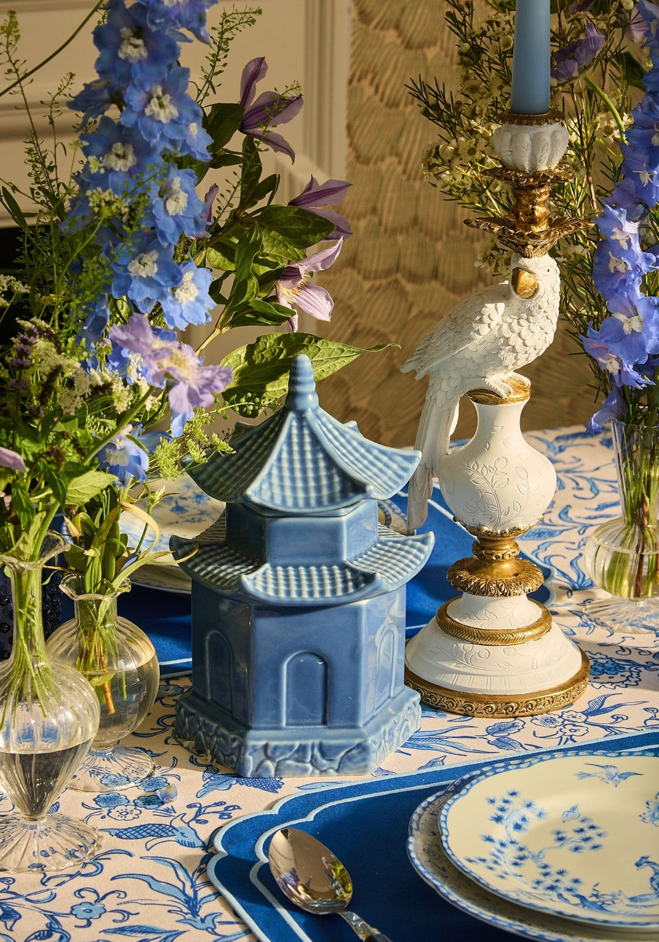 White & Gold Parrot Candle Holder