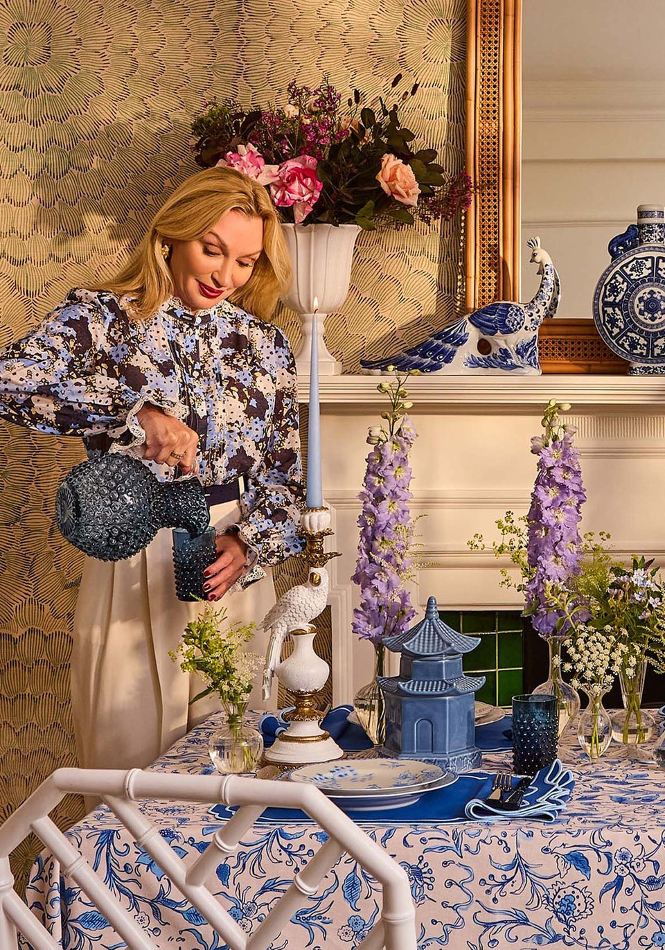 White & Gold Parrot Candle Holder