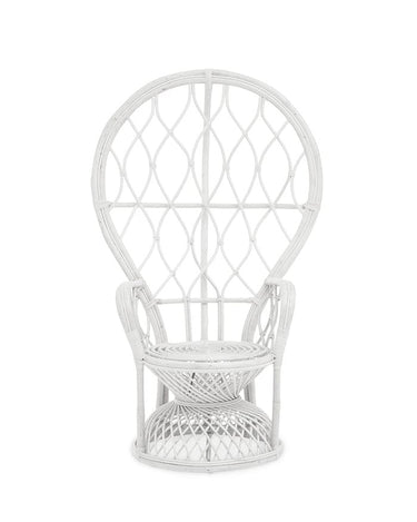 100% Rattan Round Throne - White