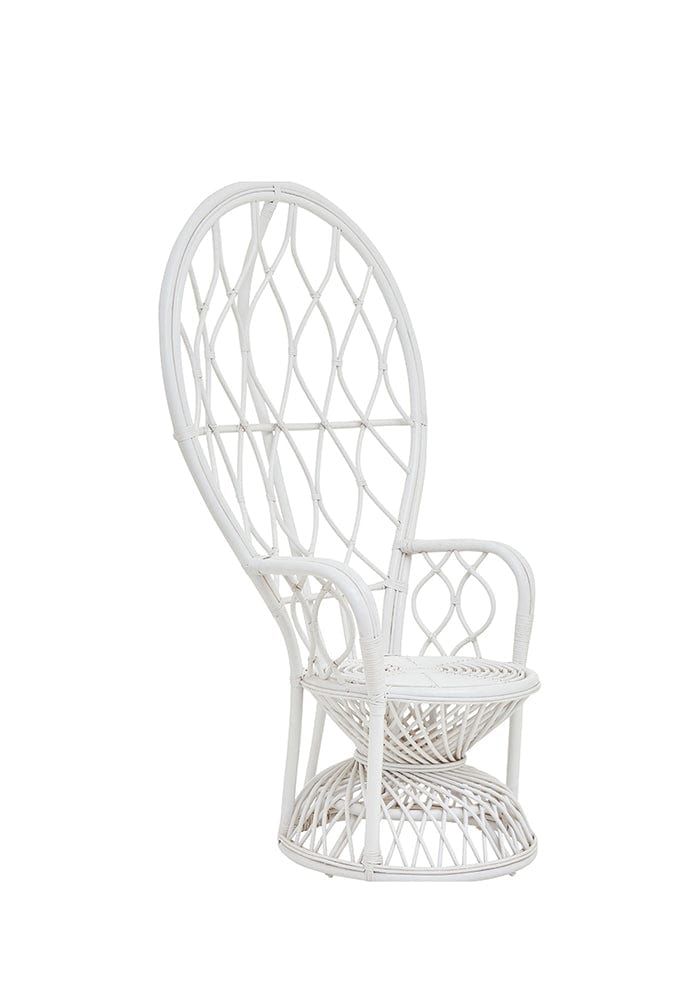 100% Rattan Round Throne - White