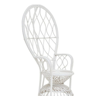 100% Rattan Round Throne - White