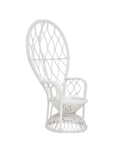 100% Rattan Round Throne - White