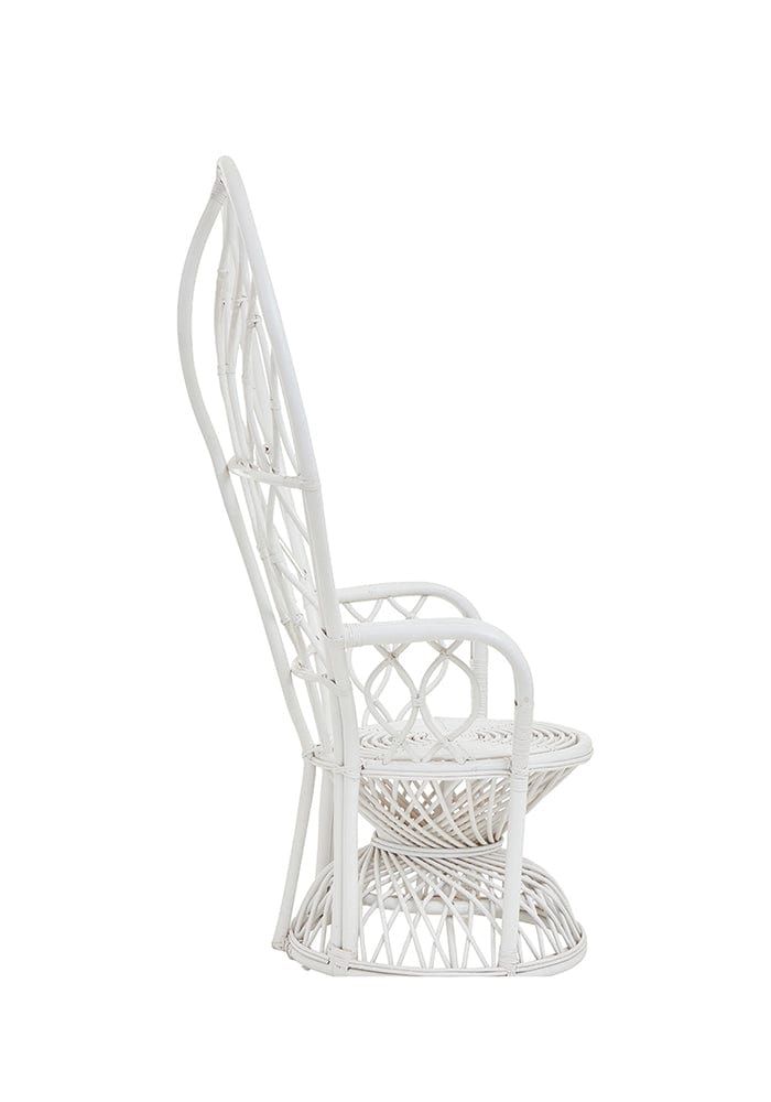 100% Rattan Round Throne - White