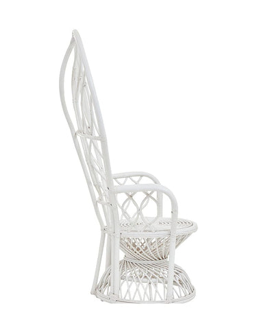 100% Rattan Round Throne - White