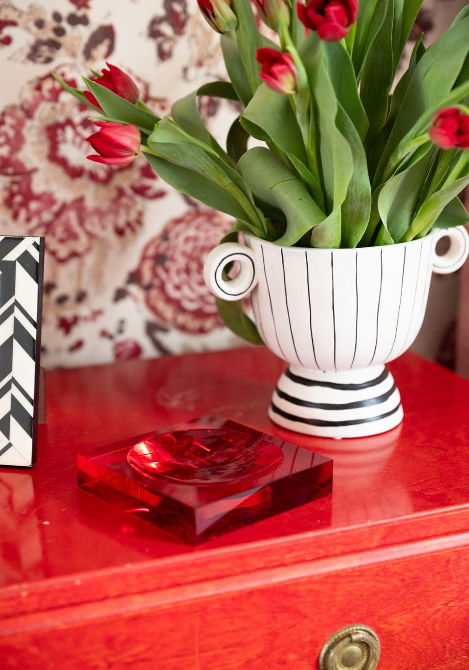 Chelsea Sweet Glass Trinket Tray - Red - Casa by Josephine Jenno