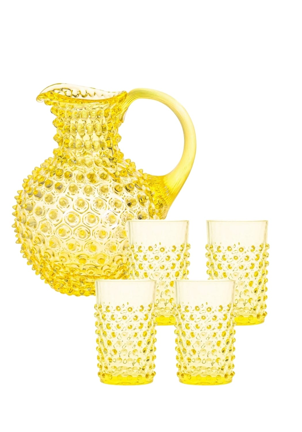 Citrine Dew Drop Jug with 4 Tumblers