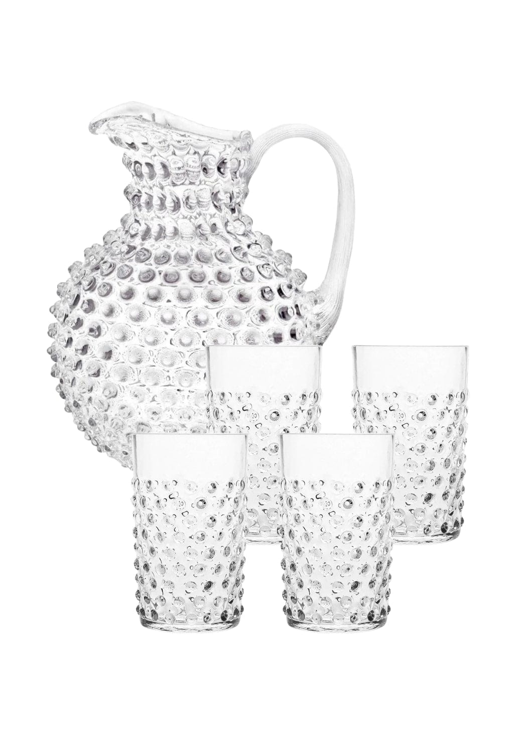 Clear Dew Drop Jug with 4 Tumblers