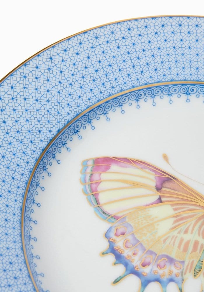 Cornflower Blue Lace Plate Butterfly Side/ Pudding Plate - Set of 4 - Casa by Josephine Jenno