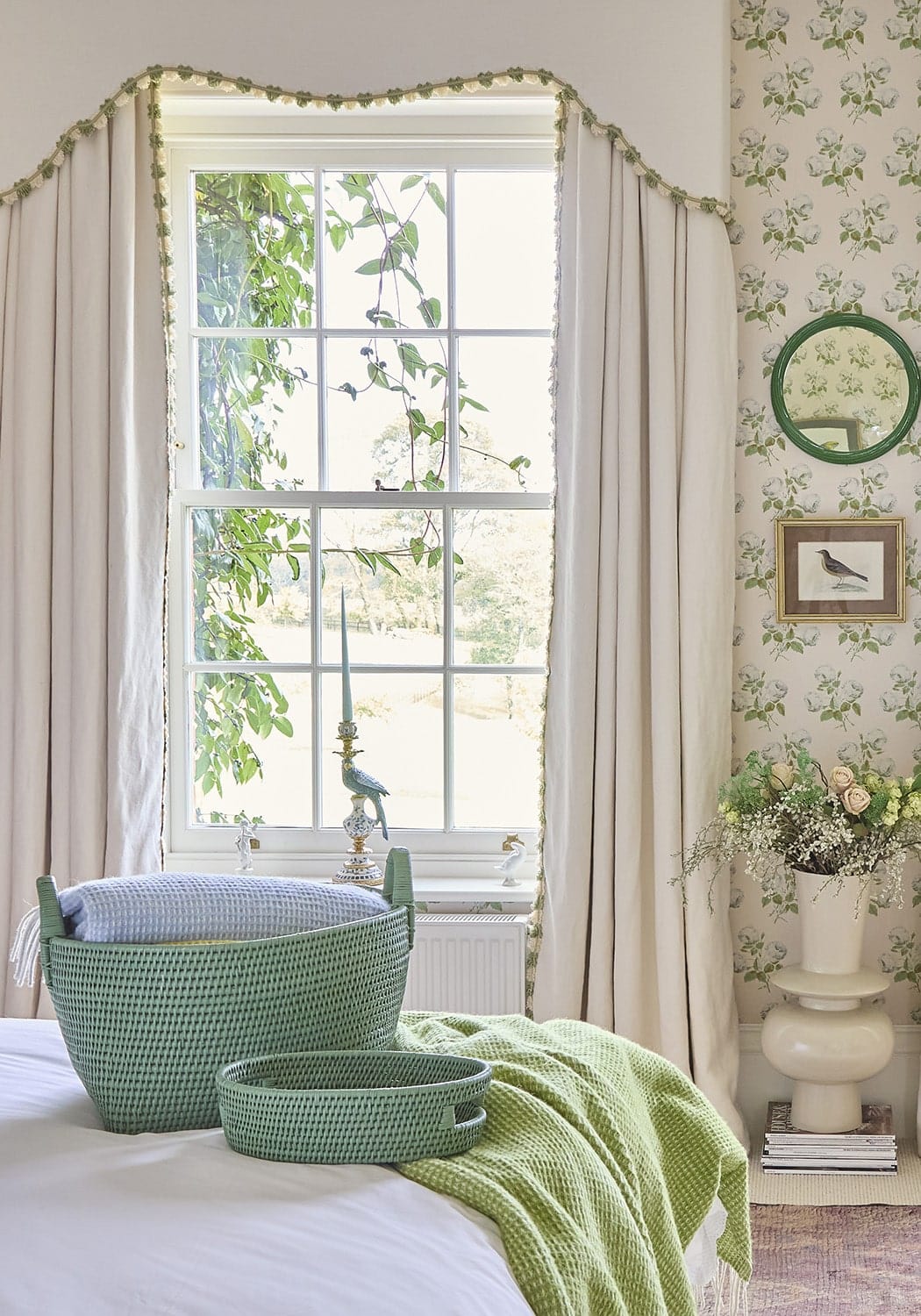 Cotswolds Oval Rattan Basket Green - Set of 2 - Casa by Josephine Jenno