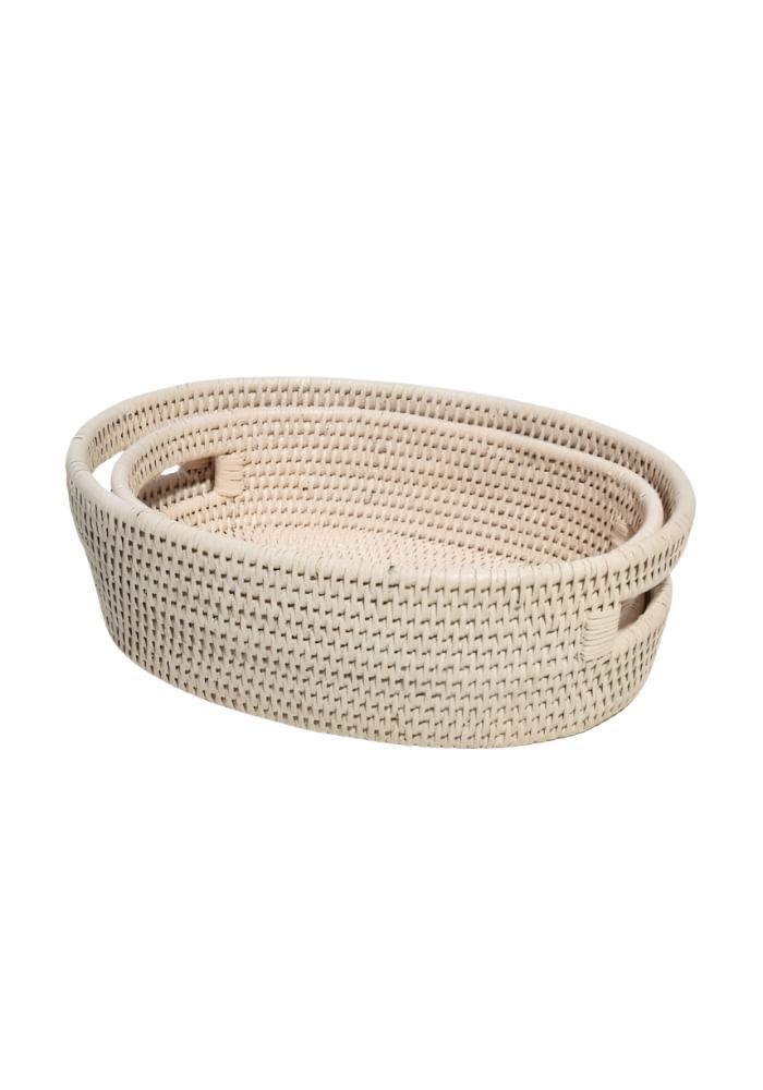 Cotswolds Oval Rattan Basket Sand - Set of 2 - Casa by Josephine Jenno