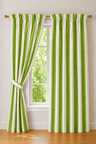 Poppy Olive Striped Pair of Curtains