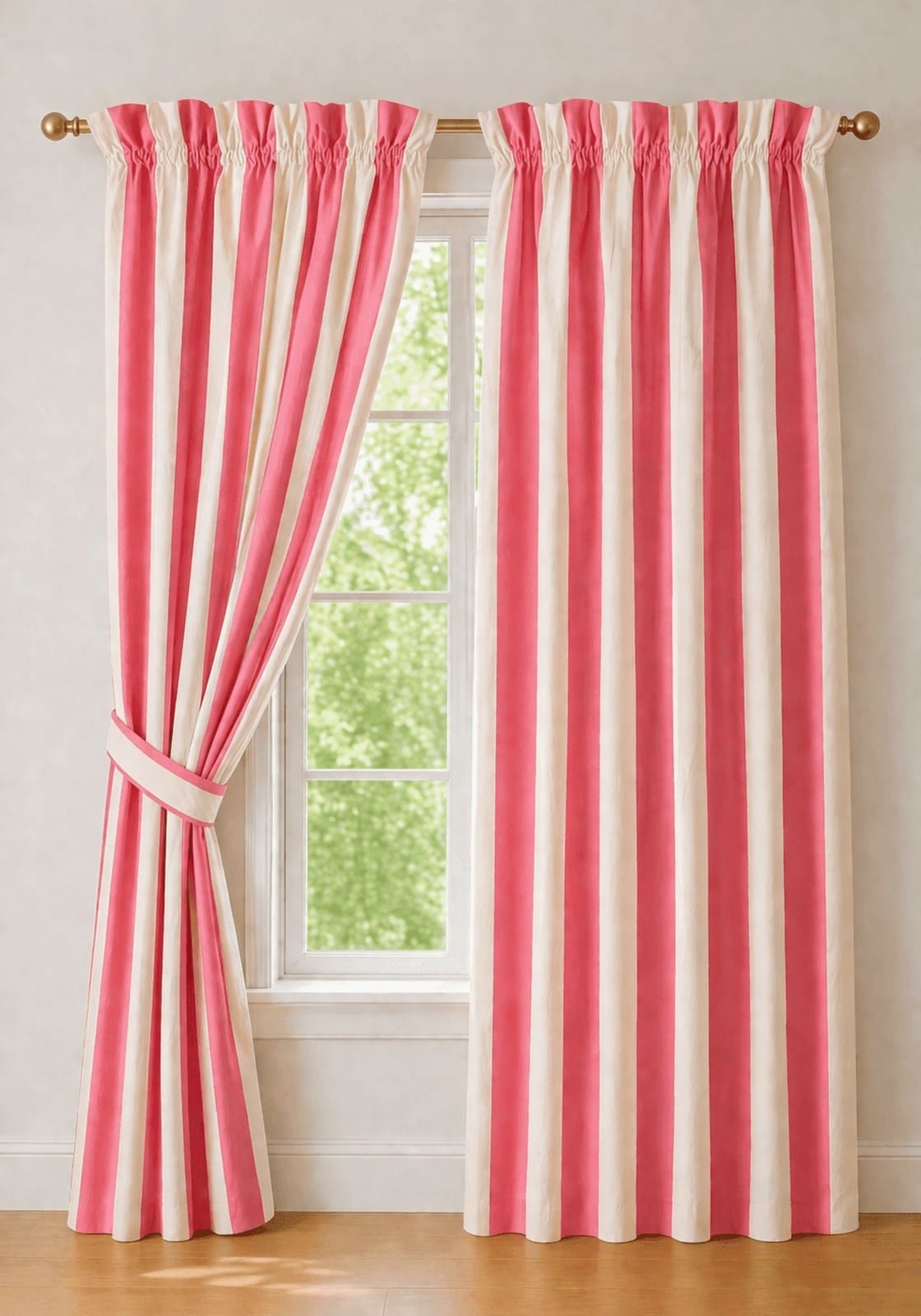 Curtain Poppy Rose Blush Striped Pair of Curtains