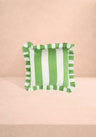 Green Cabana Stripe Ruffled Cushion Cover