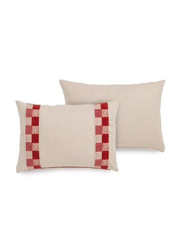 Pink and Red Check Lumbar Pillow