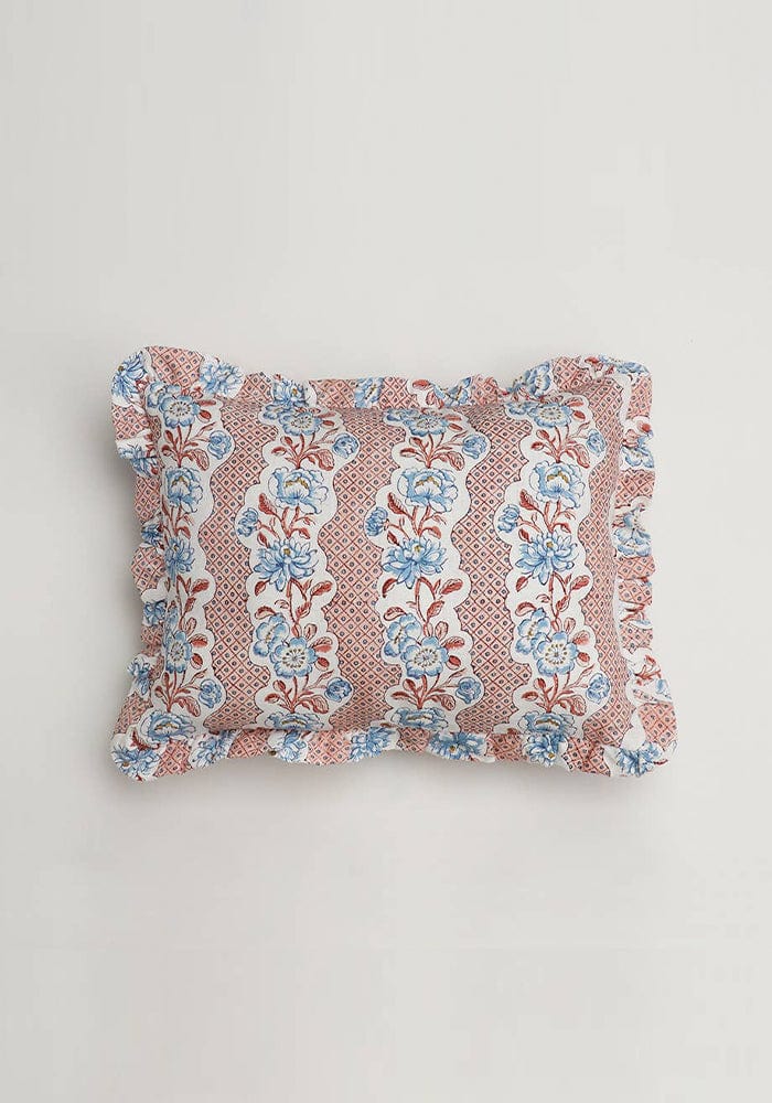 Pink Trellis Rows - Linen Cushion Cover