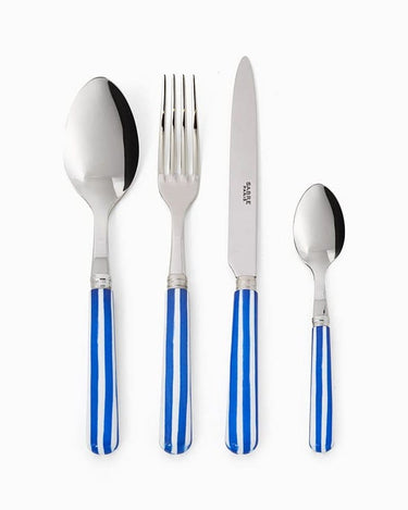 4-Piece Candy Stripe Blue And White Cutlery Set