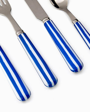 4-Piece Candy Stripe Blue And White Cutlery Set