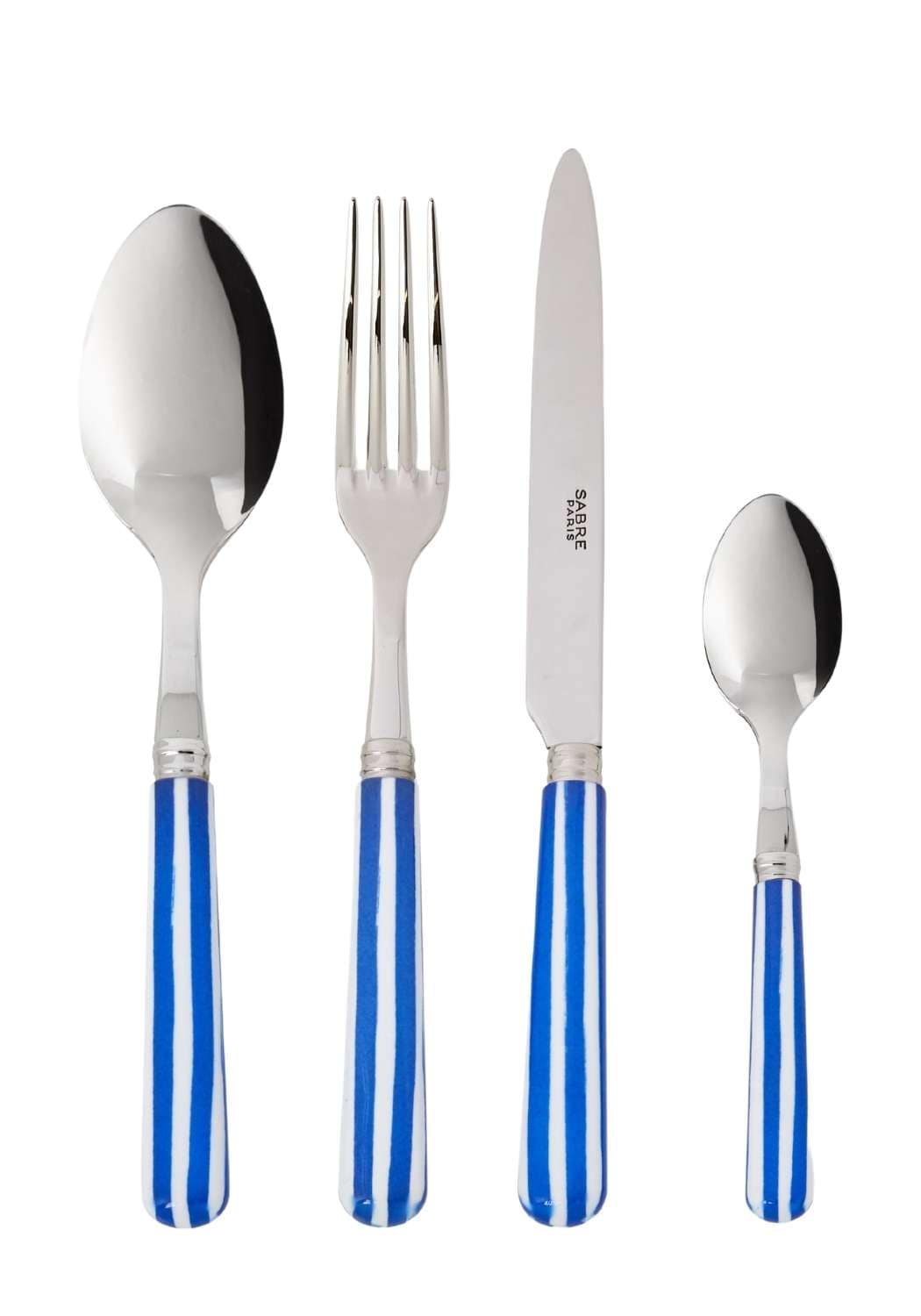 4-Piece Candy Stripe Blue And White Cutlery Set