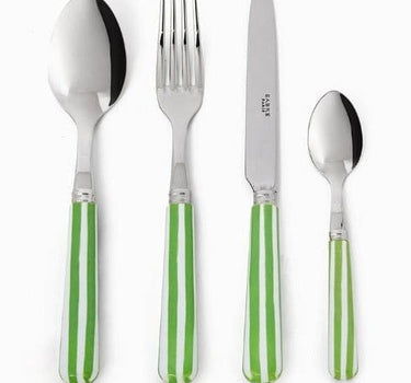 4-Piece Candy Stripe Green and White Cutlery Set