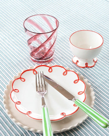 4-Piece Candy Stripe Green and White Cutlery Set