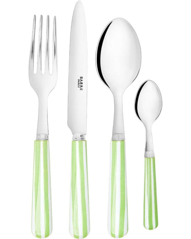 4-Piece Candy Stripe Green and White Cutlery Set