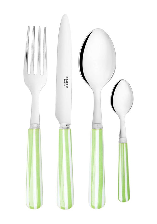 4-Piece Candy Stripe Green and White Cutlery Set