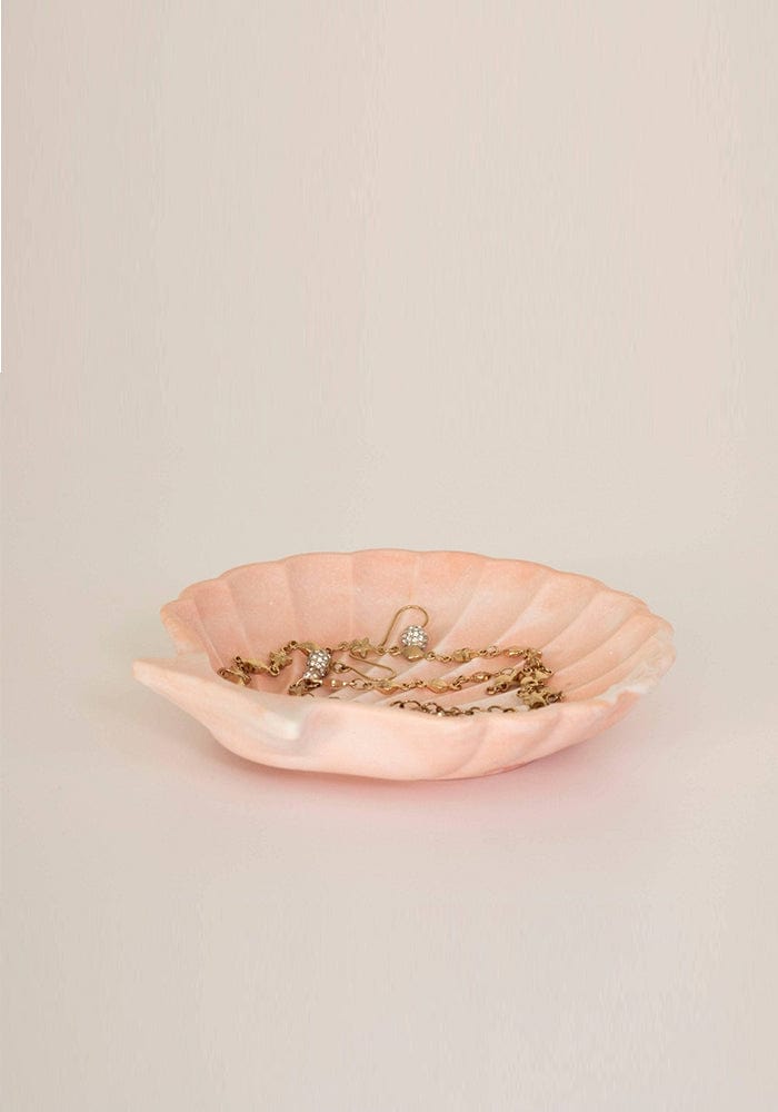Pink & White Marbled Jesmonite Shell Trinket/Jewellery Dish