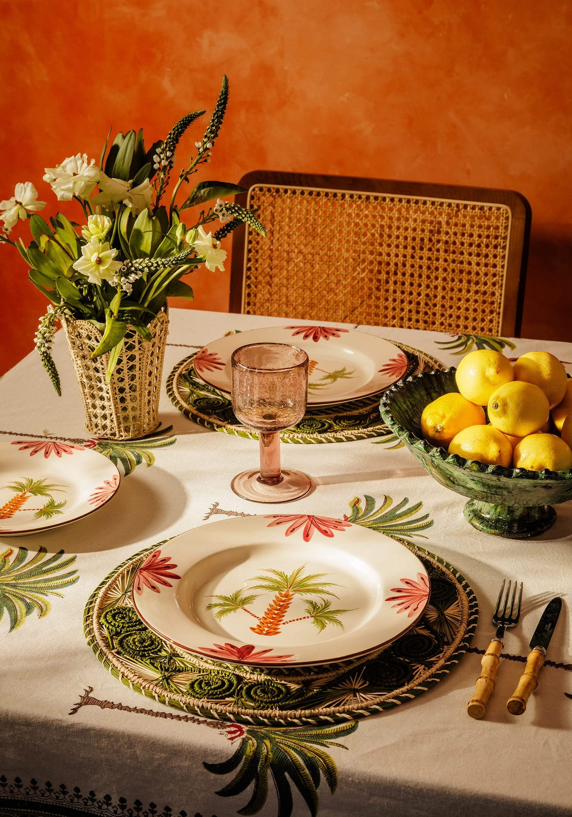 Dessert Plates Arabella Side Plate, Green Palm Tree