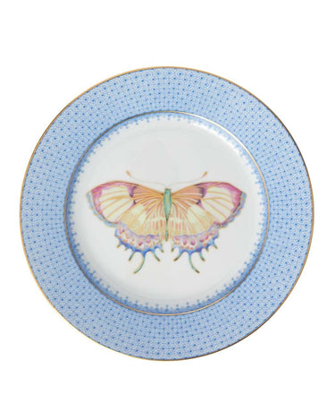 Cornflower Blue Lace Plate Butterfly Side/ Pudding Plate - Set of 4