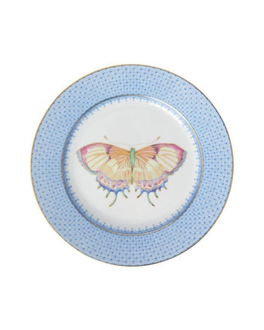 Cornflower Blue Lace Plate Butterfly Side/ Pudding Plate x 4