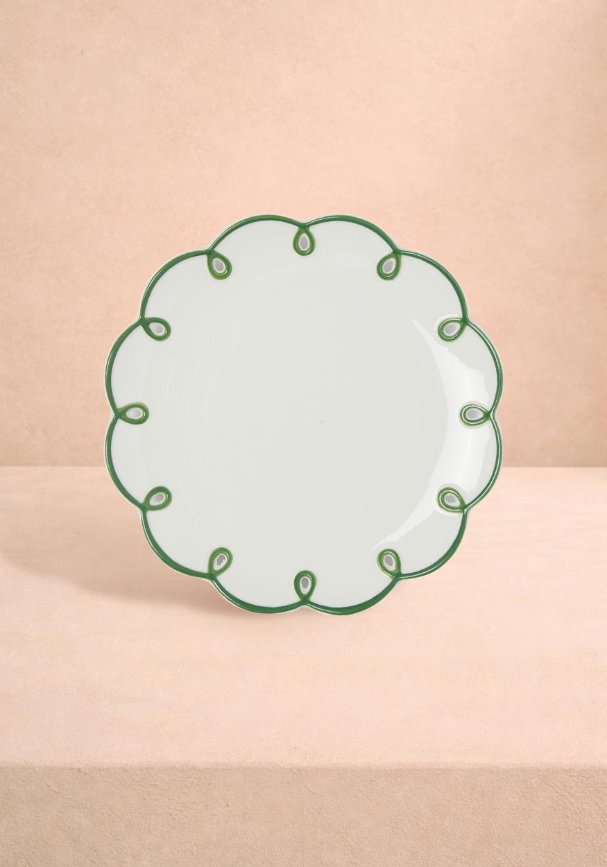 Glorious Green Scalloped Dessert Plate - Set of 4