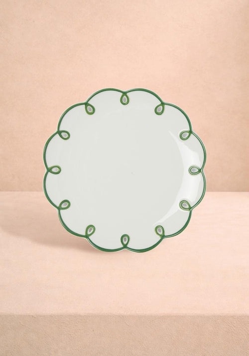 Glorious Green Scalloped Dessert Plate - Set of 4