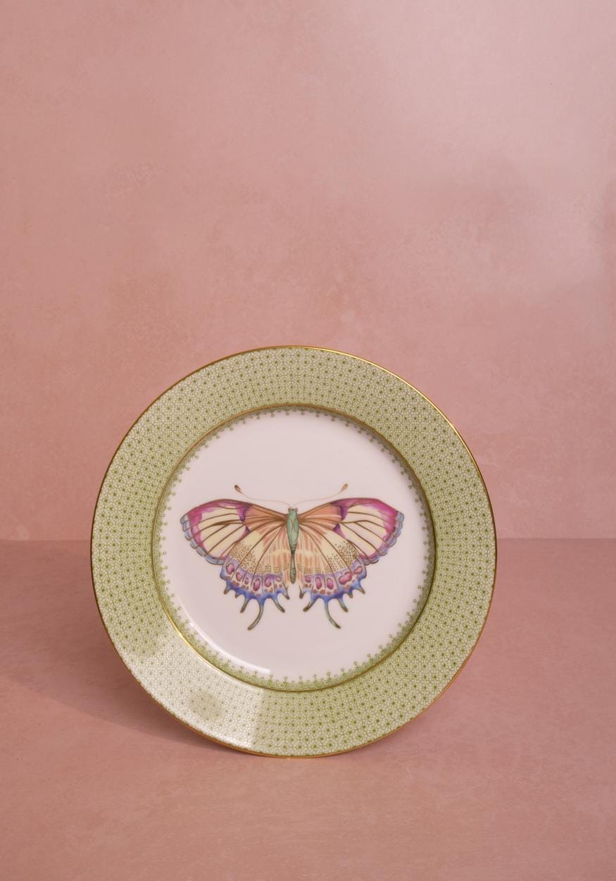 Dessert Plates Green Apple Lace Plate Butterfly Side/Pudding Plates  - Set of 4