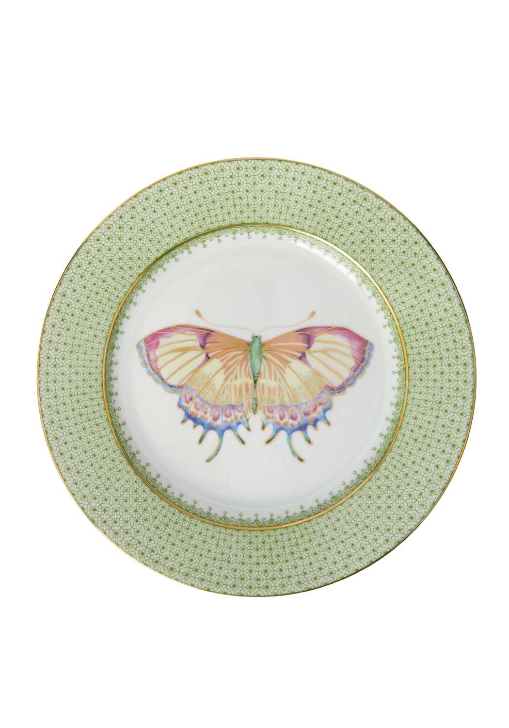 Green Apple Lace Plate Butterfly Side/Pudding Plates - Set of 4