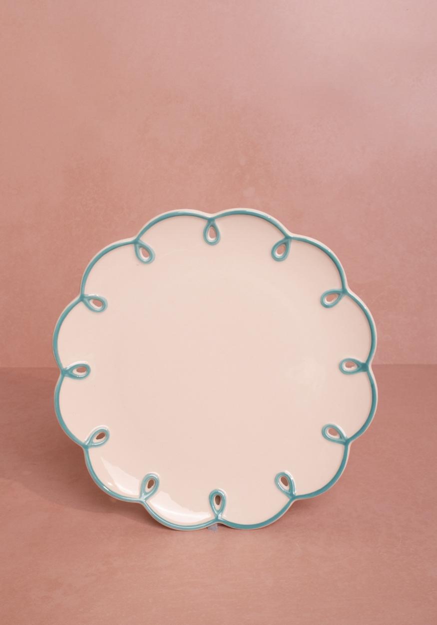Sky Blue Scalloped Lunch Plate - Set of 4