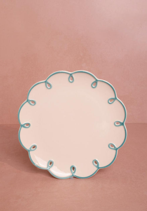 Sky Blue Scalloped Lunch Plate - Set of 4
