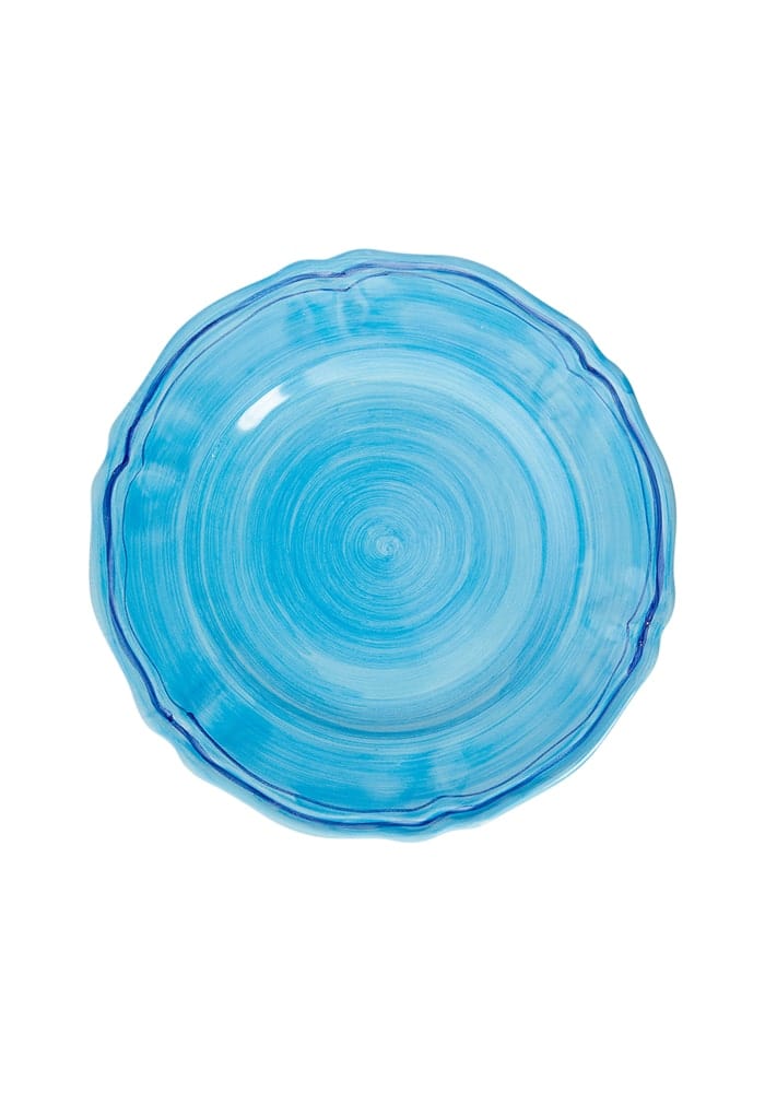 4 Italian Hand Painted Stoneware Plates Blue - Set of 4