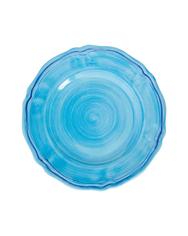 4 Italian Hand Painted Stoneware Plates Blue - Set of 4