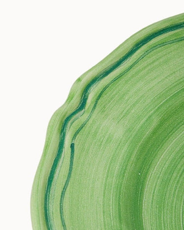 4 Italian Hand Painted Stoneware Plates Green - Set of 4