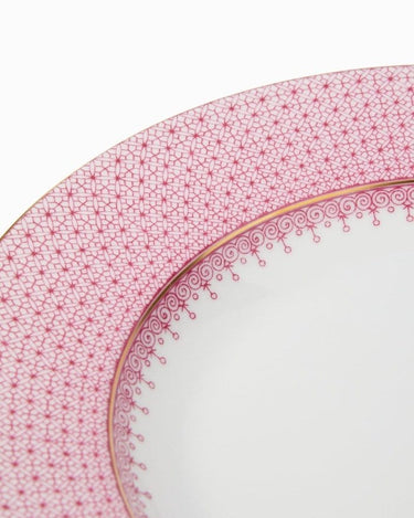 4 Pink Lace Dinner Plates