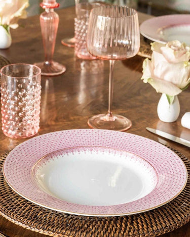 4 Pink Lace Dinner Plates