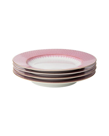 4 Pink Lace Dinner Plates